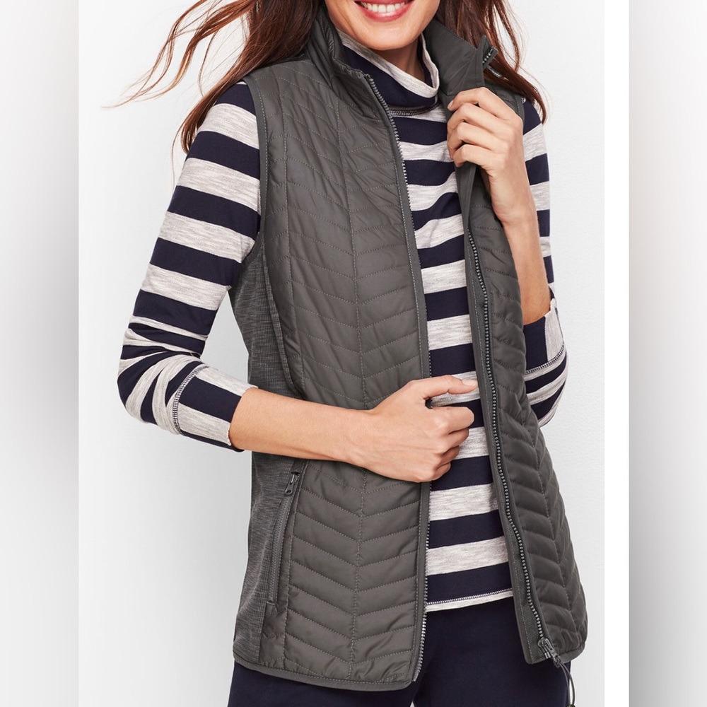 Grey quilted vest by Talbots size Small, New without tags